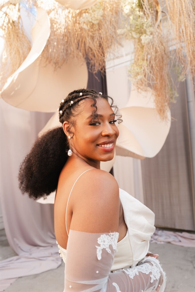 Film Industry professionals, Giselle and Raeshon, who met at the University of Howard tied the knot in a modern ethereal wedding in LA.