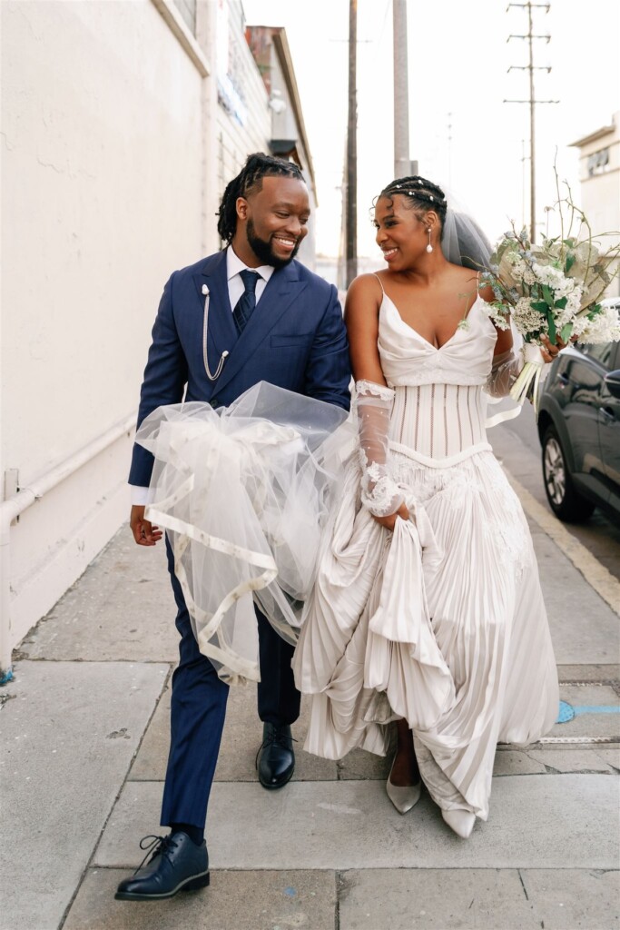 Film Industry professionals, Giselle and Raeshon, who met at the University of Howard tied the knot in a modern ethereal wedding in LA.