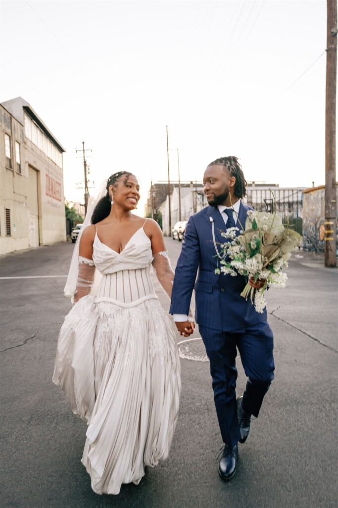 Film Industry professionals, Giselle and Raeshon, who met at the University of Howard tied the knot in a modern ethereal wedding in LA.