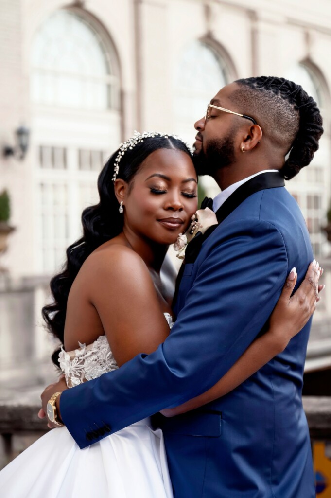 Arianna and Philip wed in a classic black and white wedding at The Georgian Terrace in Atlanta with soft pinks, golds, and romantic details.