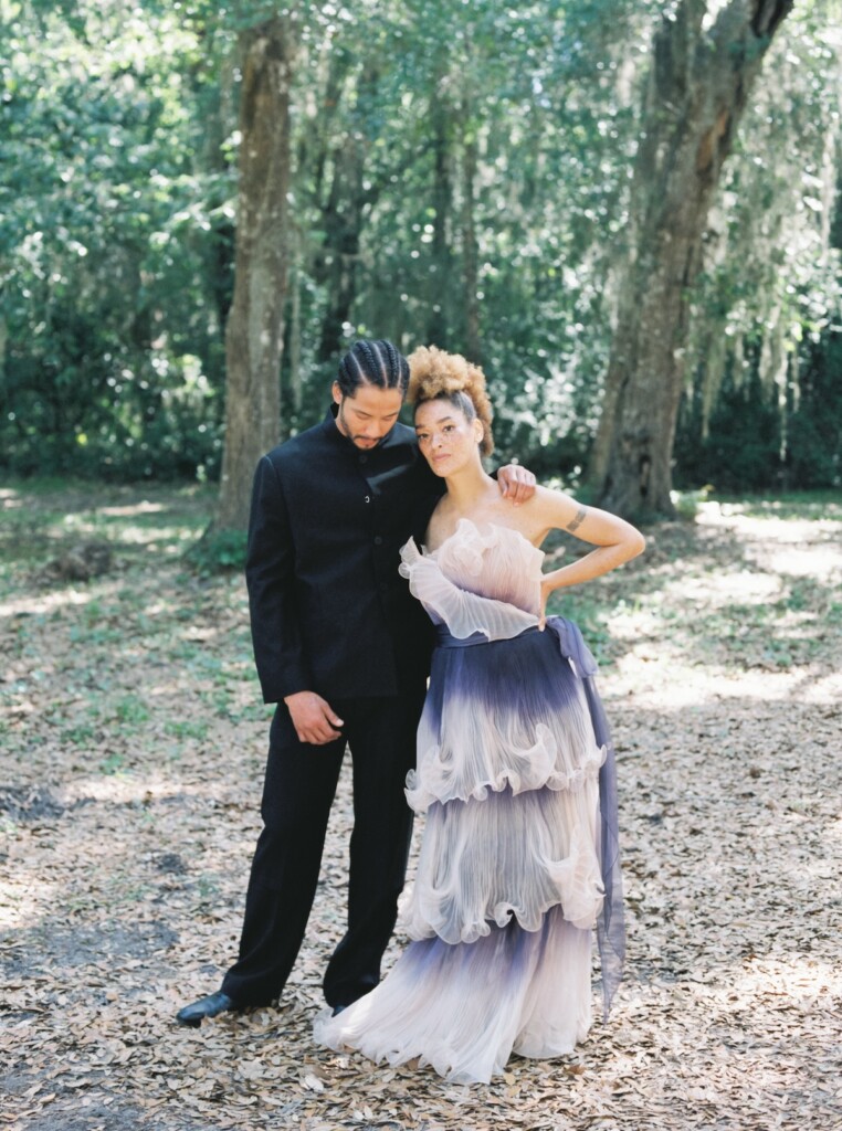 A canopy of Spanish moss and soft, ethereal light set the stage for this enchanting-styled shoot on Amelia Island.