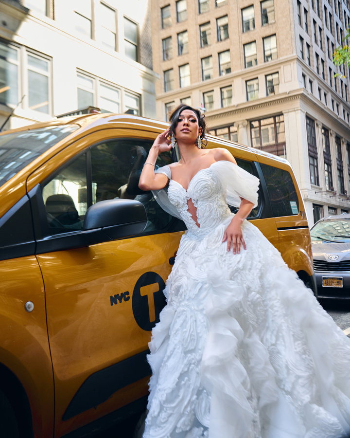 At New York Bridal Fashion Week (NYBFW) 2024, MunaCoterie dress designer Leah Langley-McClean of ElleNelle Bridal, unveiled her latest couture gown collection, "Becoming," at The Fringe Collective.