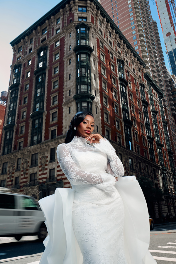 At New York Bridal Fashion Week (NYBFW) 2024, MunaCoterie dress designer Leah Langley-McClean of ElleNelle Bridal, unveiled her latest couture gown collection, "Becoming," at The Fringe Collective.