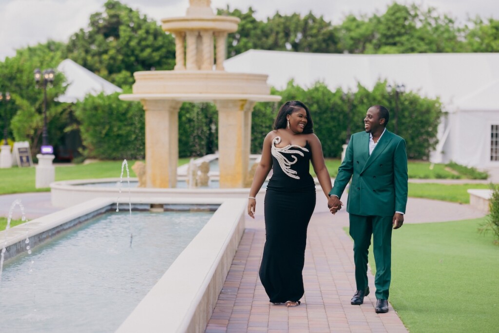 It all started with "hello" for Naneka and Scott who celebrated their recent engagement in a stylish garden glamour photo shoot at the Villa Toscana  Miami.