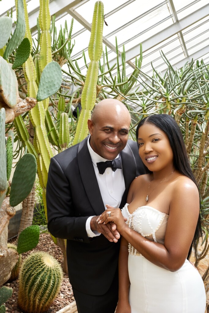 Andrea and Nick, both Jamaican natives, shared their love for each other and their vibrant Caribbean culture in a stylish engagement session at the Rawlings Conservatory in Baltimore, Maryland. 