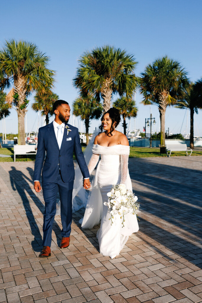 Tonasha and Brandon celebrated their love in a beautiful chic wedding with soft pink and mauve hues, touches of blue, and gold decor details.