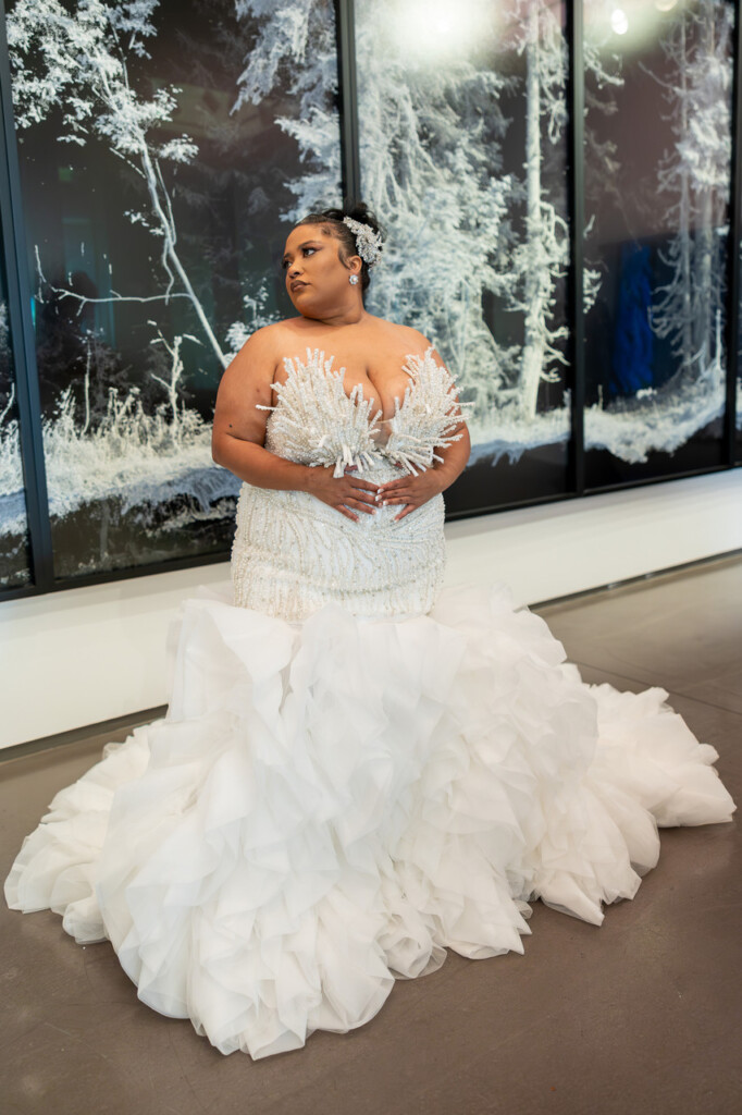 Muna Coterie gown designer Lee Jerome by Whitney Stephenson (owner of Mahogany Brown Bridal) debuted her latest Bridgerton Collection in a classic-meets-modern photoshoot showcasing the essence of "Elegance Unveiled."