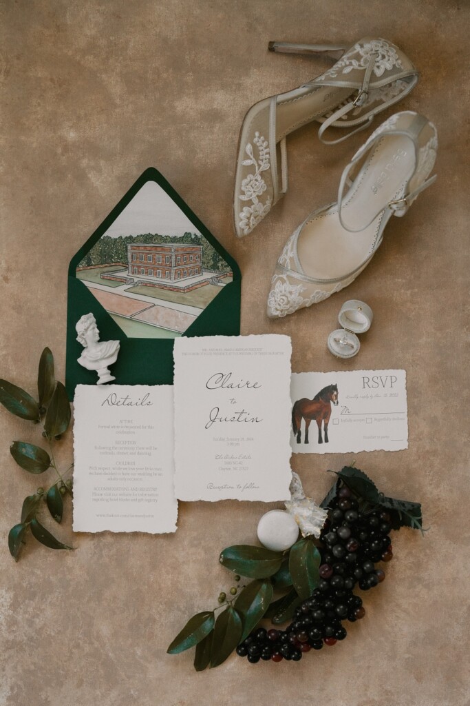 Dear Jane Photography, LLC captured all the details of Styled Memories' Old World editorial at the Oxbow Estate in Clayton North Carolina.