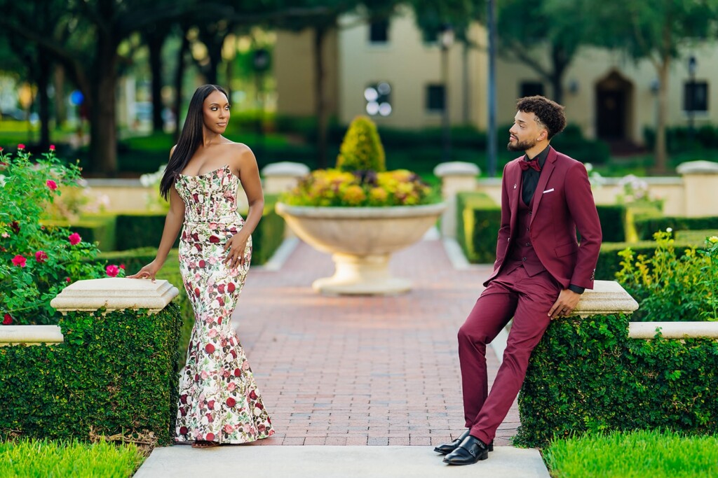 Maxwell Pearce & Jasmine Styles had their romantic Spanish Mediterranean-inspired engagement session at Rollins College in Orlando, Florida.