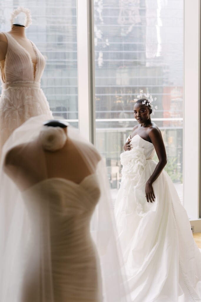 Lavender and peach hues with geometric details star in this "object d'Art" styled shoot inspired by the iconic vision of Lagerfeld.