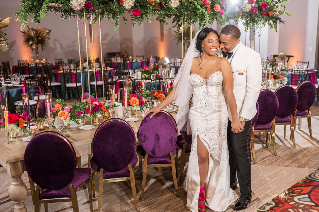 Ayana and Demonté spiced things up with unique decor and couture fashion at their vibrant and modern Moroccan inspired wedding!