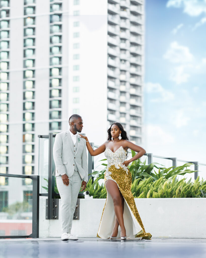 Find out more about Shamar & Adler's sexy modern engagement session which featured stunning city views and celebrity-inspired fashion!