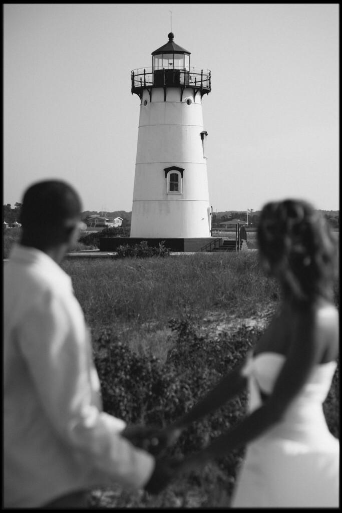 Nia and Cameron found love through a series of fortunate events. They celebrated with a romantic engagement shoot at Edgartown Lighthouse.