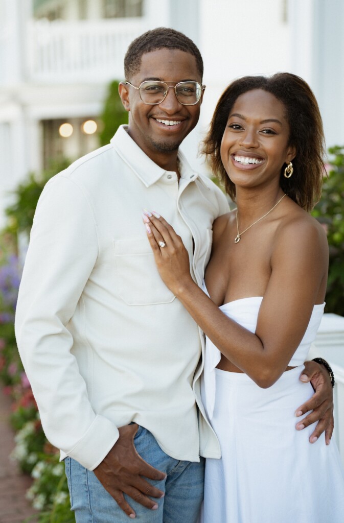 Nia and Cameron found love through a series of fortunate events. They celebrated with a romantic engagement shoot at Edgartown Lighthouse.