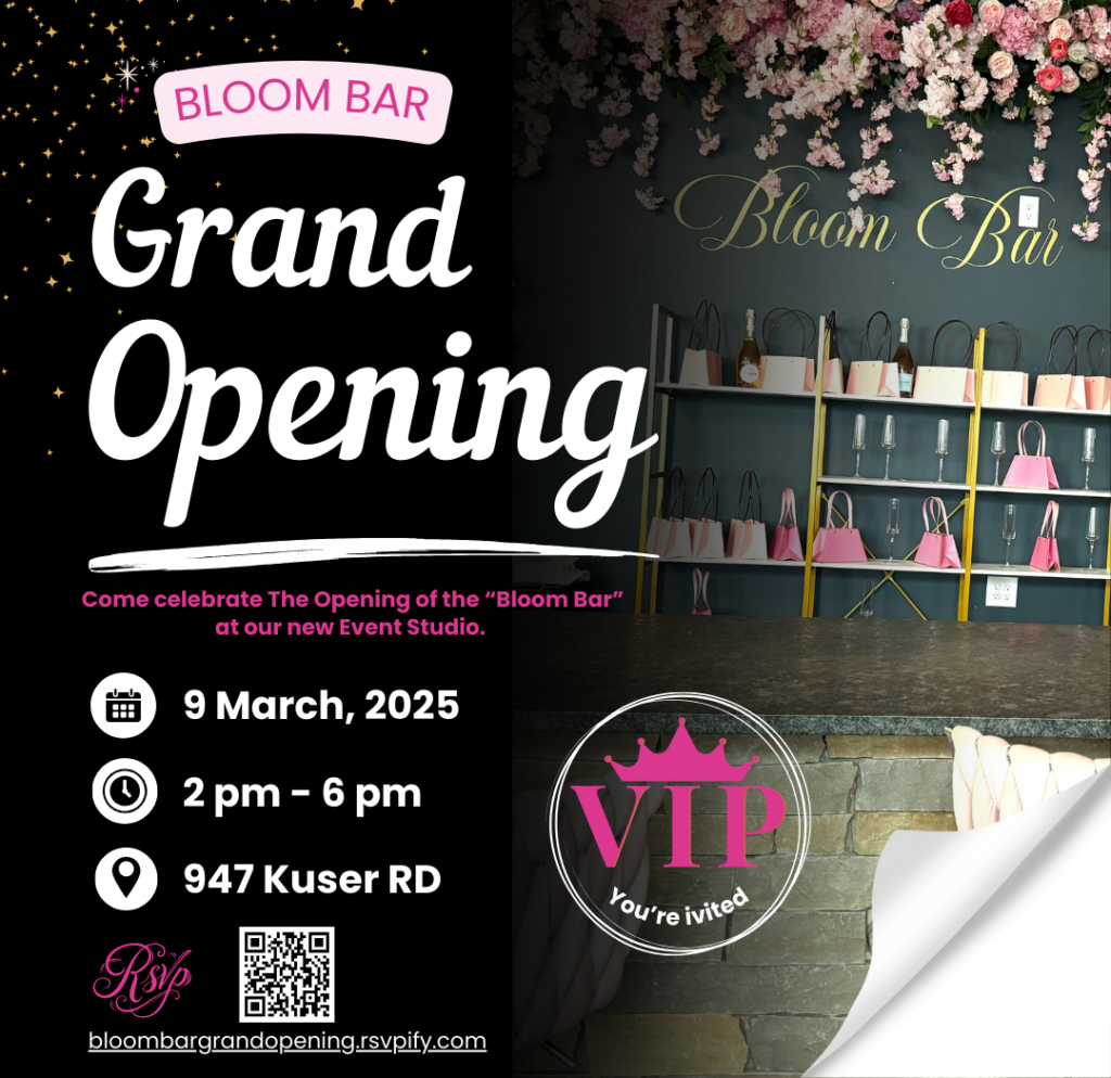 Mark your calendars for March 9, 2025, to celebrate the grand opening of Bloom Bar in Hamilton Township, New Jersey!