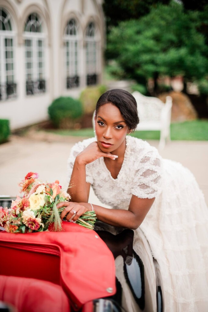 Heather Benge of Styled Shoots Across America created a timeless, elegant wedding editorial on the grounds of Morais Vineyard in Virginia.