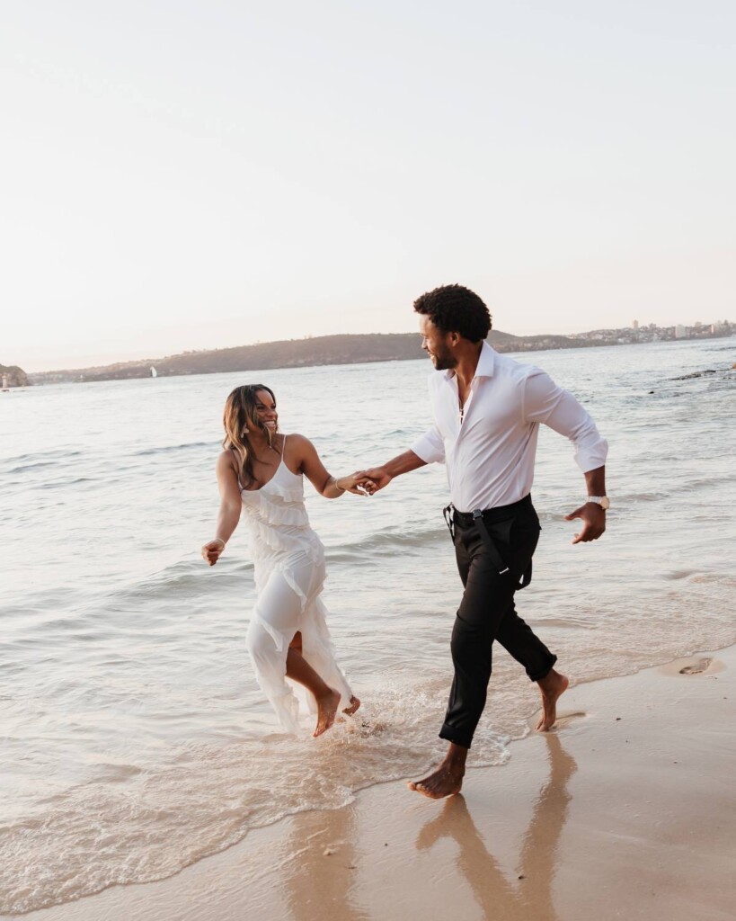 Joshua and Aly let their love shine through in a playful, beachy engagement session on the shores of Watsons Bay in Sydney, Australia.