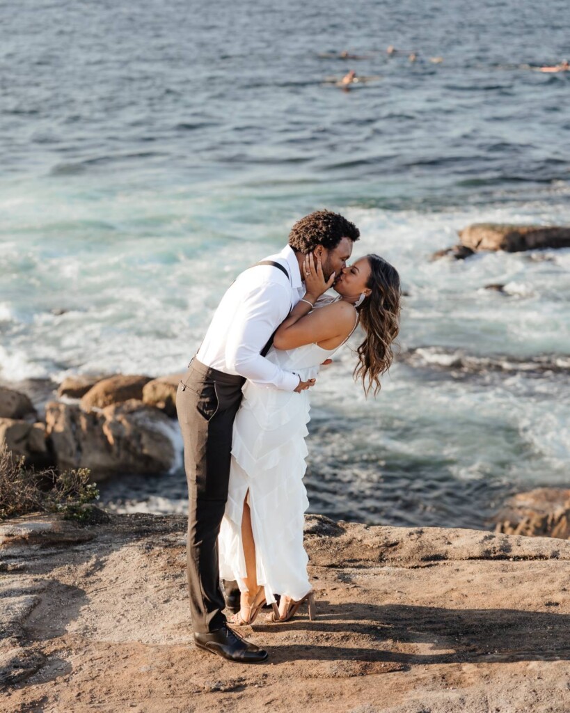 Joshua and Aly let their love shine through in a playful, beachy engagement session on the shores of Watsons Bay in Sydney, Australia.